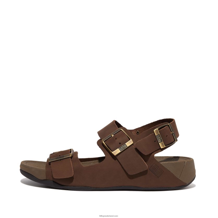 gogh moc nubuck sandalen met gesp Heren Fitflop F4BXJ8114 bruine mix