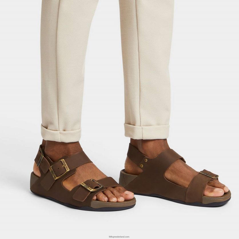 gogh moc nubuck sandalen met gesp Heren Fitflop F4BXJ8114 bruine mix