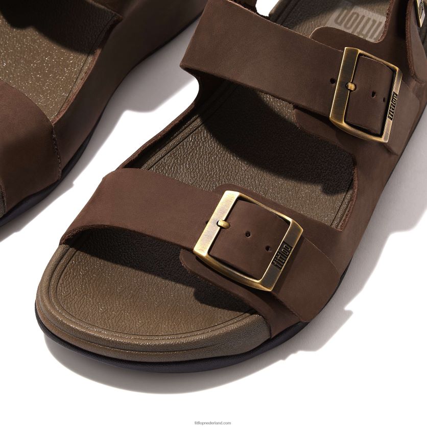 gogh moc nubuck sandalen met gesp Heren Fitflop F4BXJ8114 bruine mix