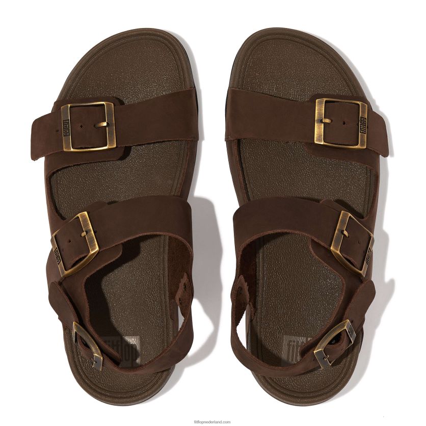gogh moc nubuck sandalen met gesp Heren Fitflop F4BXJ8114 bruine mix