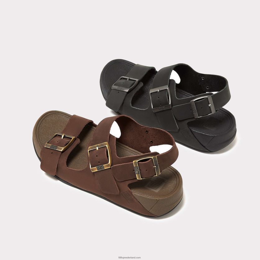 gogh moc nubuck sandalen met gesp Heren Fitflop F4BXJ8114 bruine mix