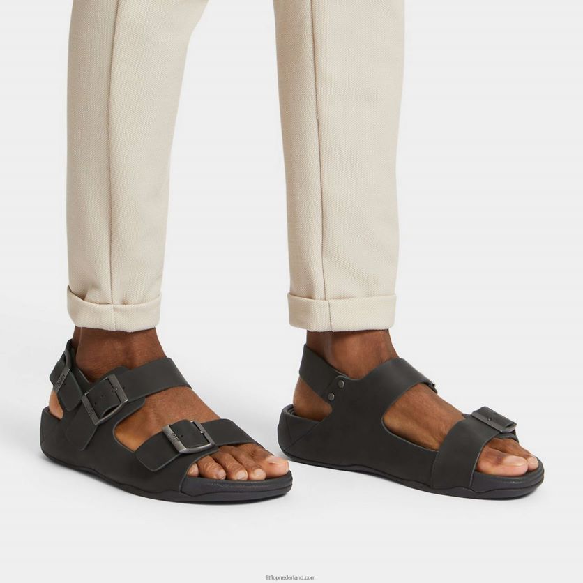 gogh moc nubuck sandalen met gesp Heren Fitflop F4BXJ8115 zwart