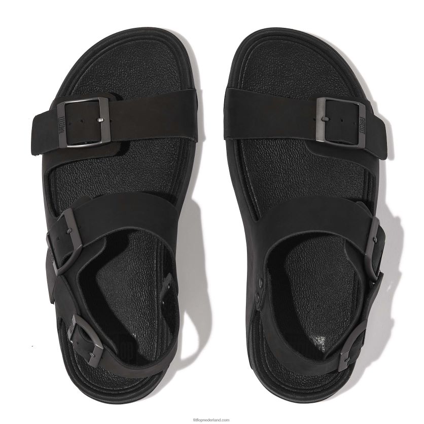 gogh moc nubuck sandalen met gesp Heren Fitflop F4BXJ8115 zwart