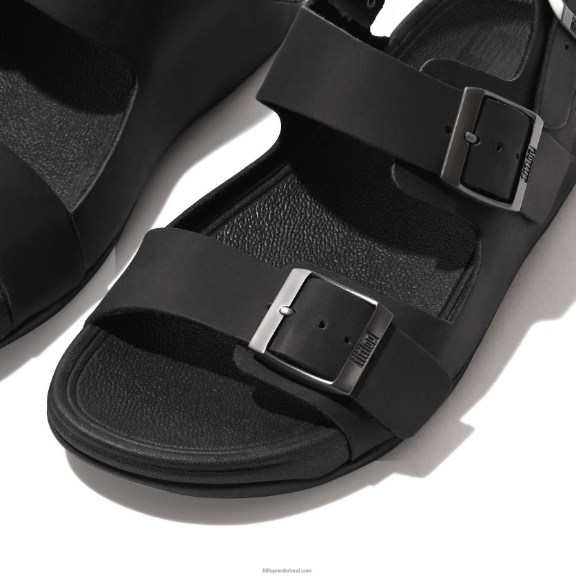 gogh moc nubuck sandalen met gesp Heren Fitflop F4BXJ8115 zwart