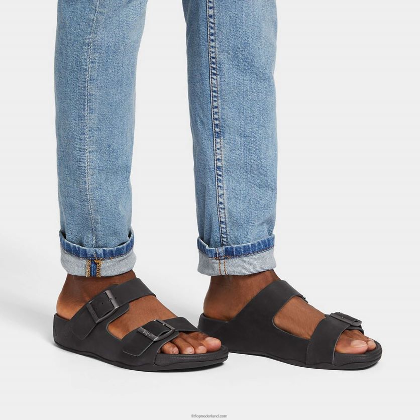gogh moc nubuck slippers met gesp Heren Fitflop F4BXJ8112 zwart