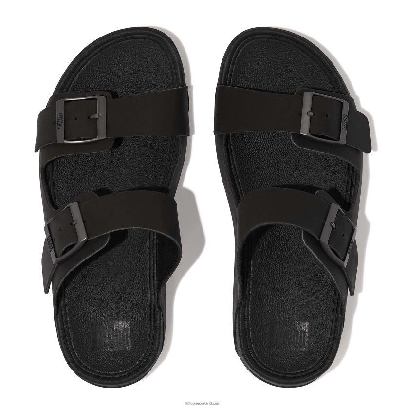 gogh moc nubuck slippers met gesp Heren Fitflop F4BXJ8112 zwart
