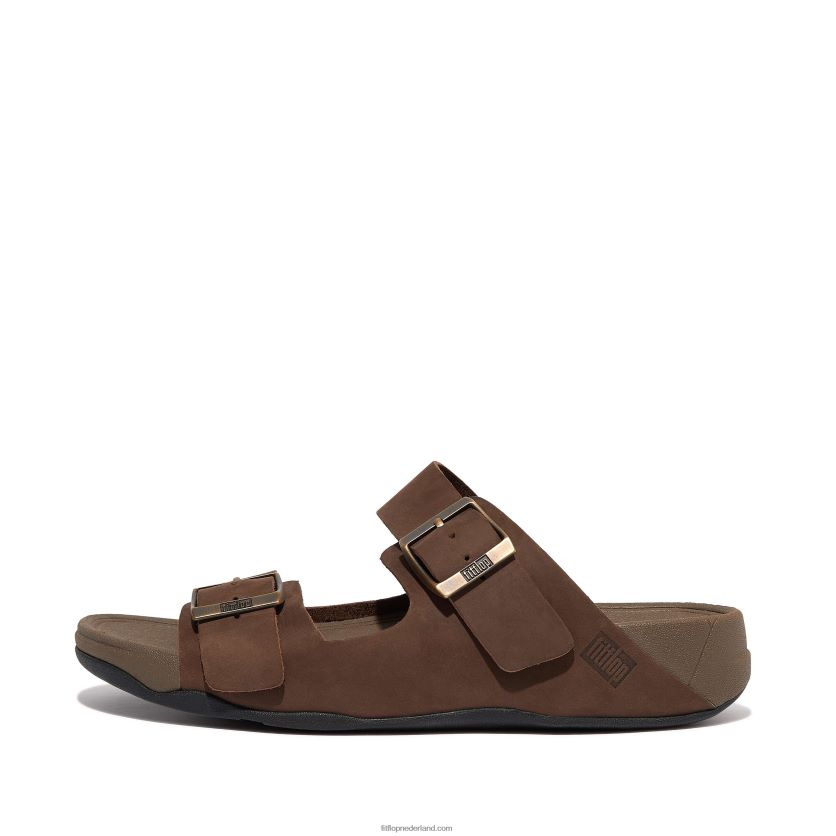 gogh moc nubuck slippers met gesp Heren Fitflop F4BXJ8113 bruine mix
