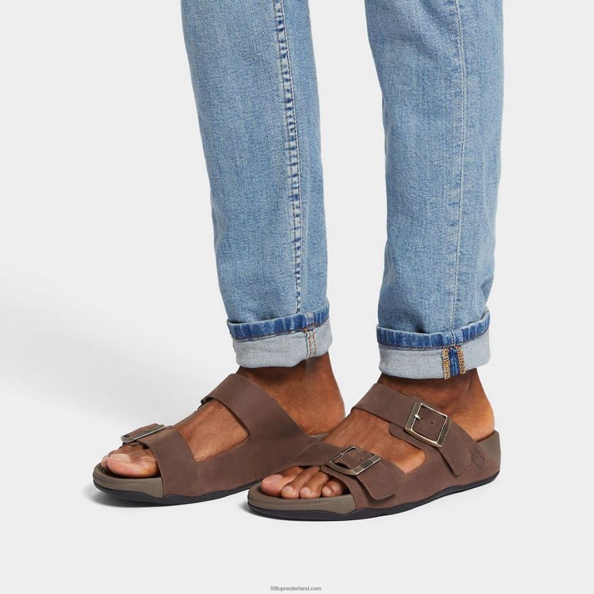 gogh moc nubuck slippers met gesp Heren Fitflop F4BXJ8113 bruine mix