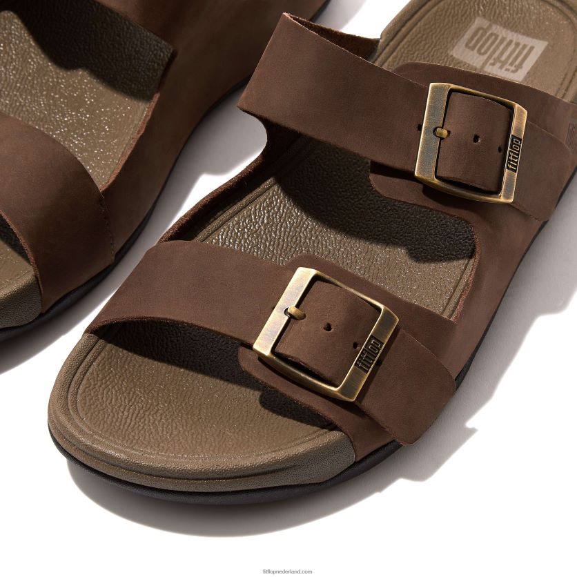 gogh moc nubuck slippers met gesp Heren Fitflop F4BXJ8113 bruine mix