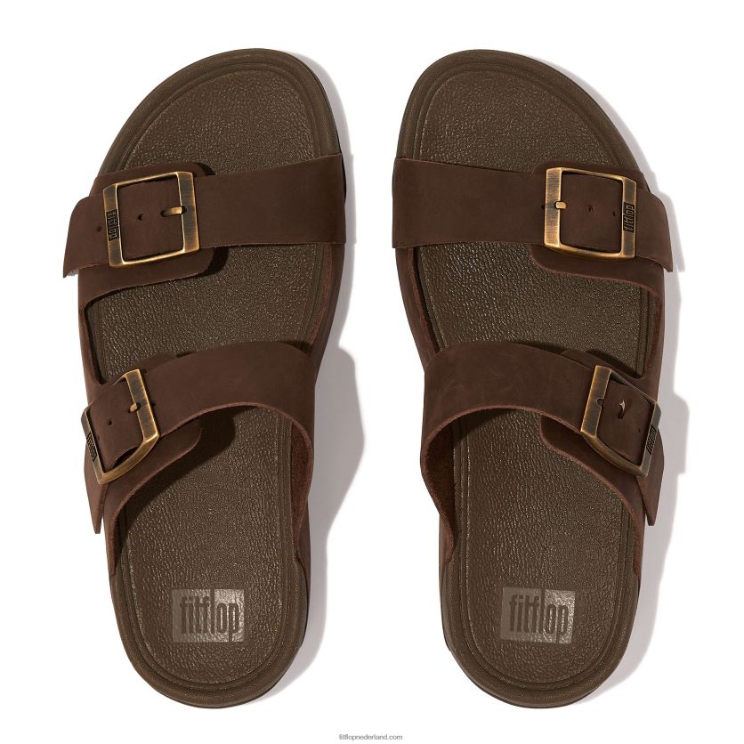 gogh moc nubuck slippers met gesp Heren Fitflop F4BXJ8113 bruine mix
