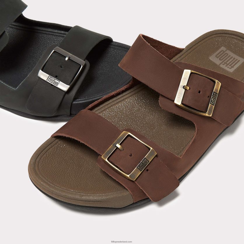gogh moc nubuck slippers met gesp Heren Fitflop F4BXJ8113 bruine mix