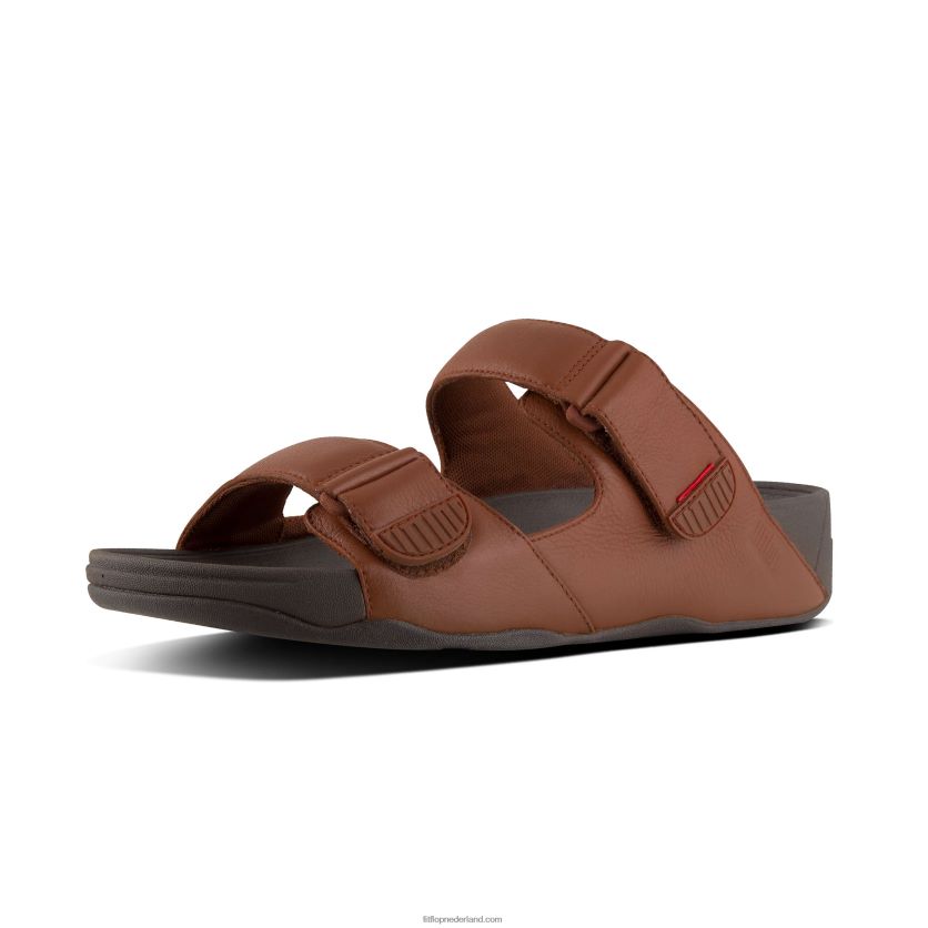gogh moc verstelbare lederen slippers Heren Fitflop F4BXJ8116 donkere tint
