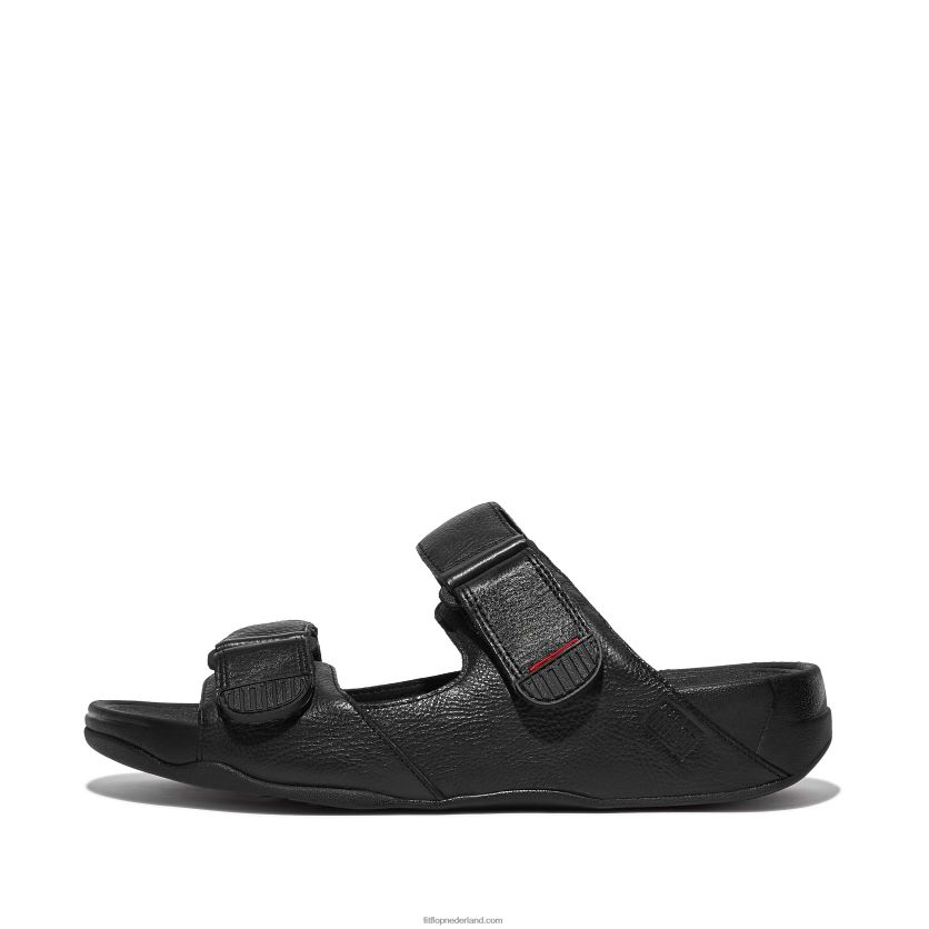 gogh moc verstelbare lederen slippers Heren Fitflop F4BXJ8117 zwart