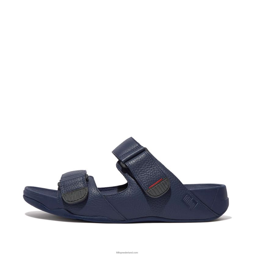 gogh moc verstelbare lederen slippers Heren Fitflop F4BXJ8118 middernacht marine