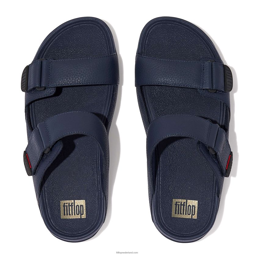gogh moc verstelbare lederen slippers Heren Fitflop F4BXJ8118 middernacht marine