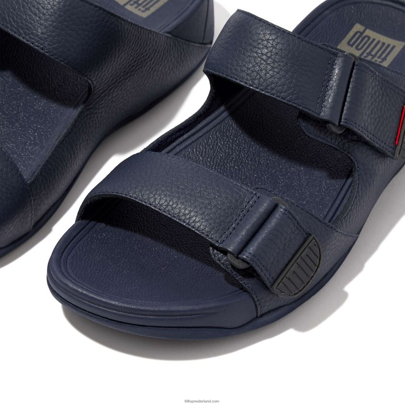 gogh moc verstelbare lederen slippers Heren Fitflop F4BXJ8118 middernacht marine