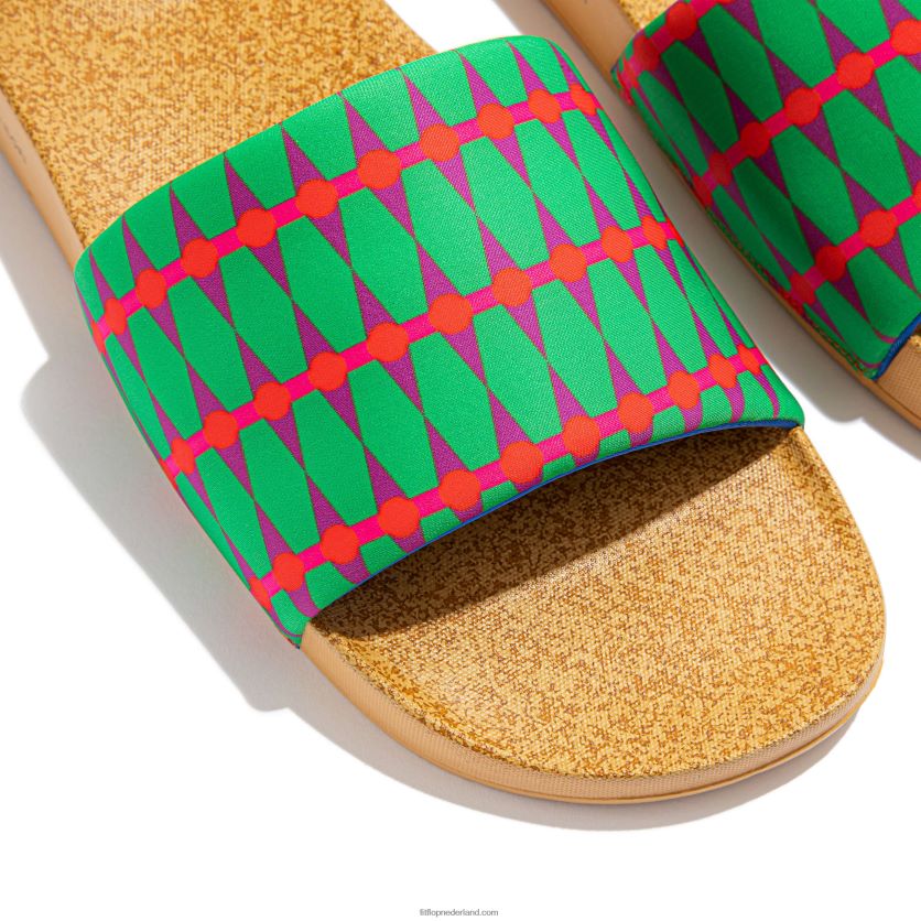 iqushion x yinka ilori waterbestendige glijbanen Heren Fitflop F4BXJ8211 groen/vurig rood