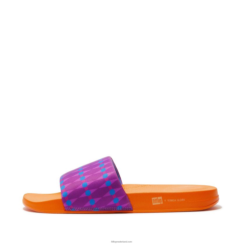 iqushion x yinka ilori waterbestendige glijbanen Heren Fitflop F4BXJ8212 violet/blauwe waas