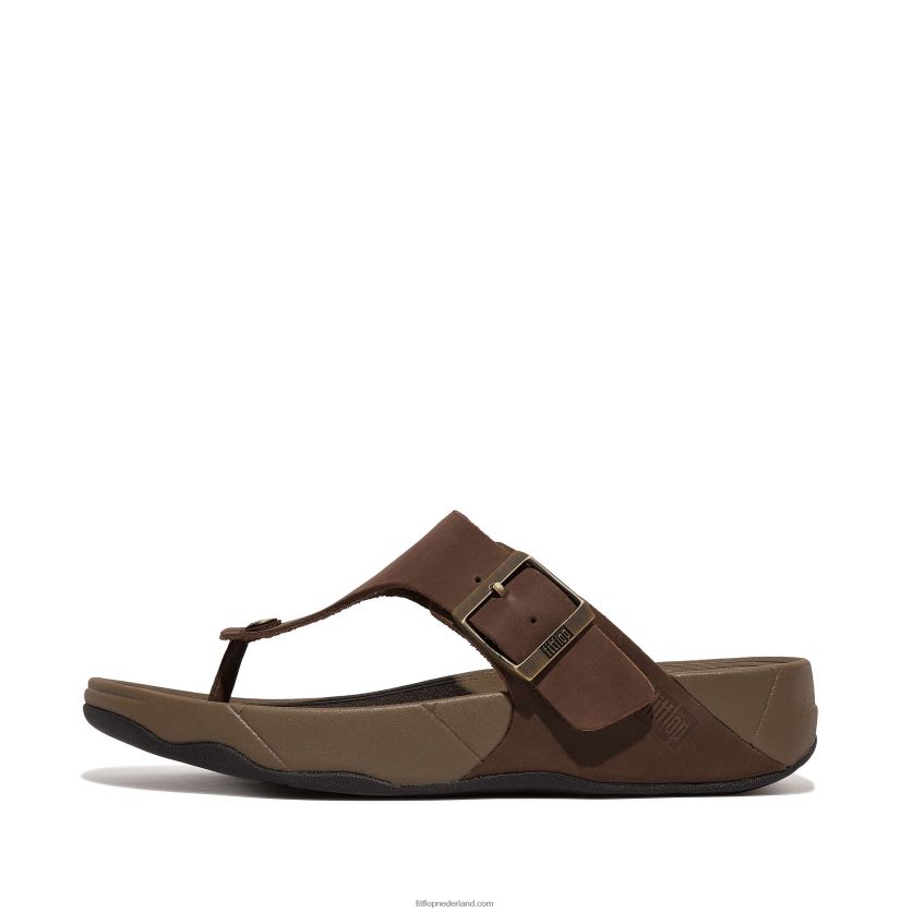 trakk ii gesp nubuck teen-palen Heren Fitflop F4BXJ8110 bruine mix