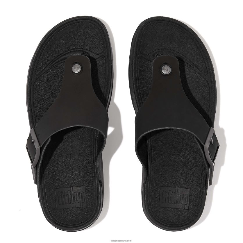 trakk ii gesp nubuck teen-palen Heren Fitflop F4BXJ8111 zwart