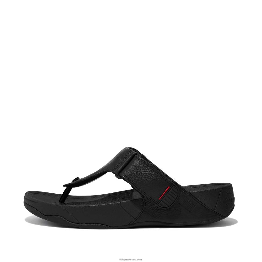 trakk ii leren sandalen met teenstuk Heren Fitflop F4BXJ8120 helemaal zwart