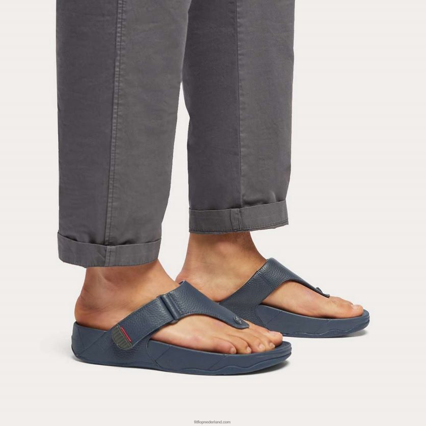 trakk ii leren sandalen met teenstuk Heren Fitflop F4BXJ8121 marine