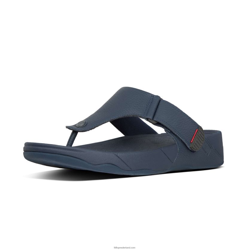 trakk ii leren sandalen met teenstuk Heren Fitflop F4BXJ8121 marine