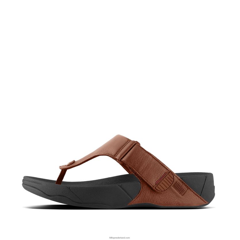 Trakk II lederen teenslippers Heren Fitflop F4BXJ8119 donkere tint