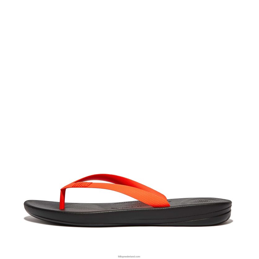 iqushion ergonomische teenslippers Heren Fitflop F4BXJ8204 zwart/oranje