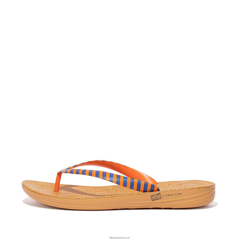 iqushion x yinka ilori teenslippers Heren Fitflop F4BXJ8209 oranje/blauw