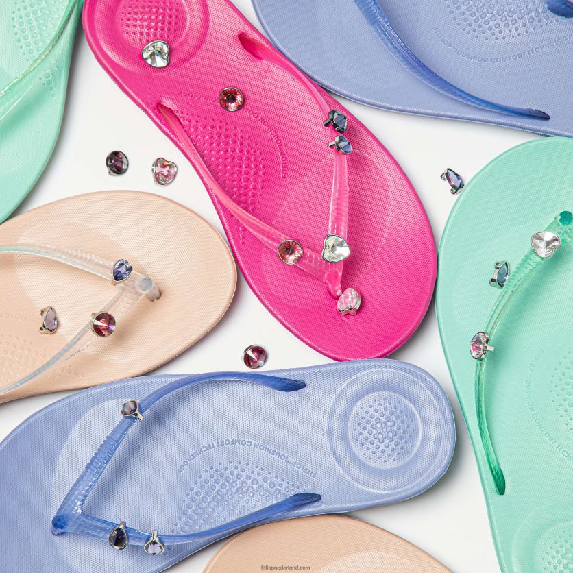 iqushion bedels kristallen ronde bedels 2-pack vrouwen Fitflop F4BXJ827 fuchsia roos