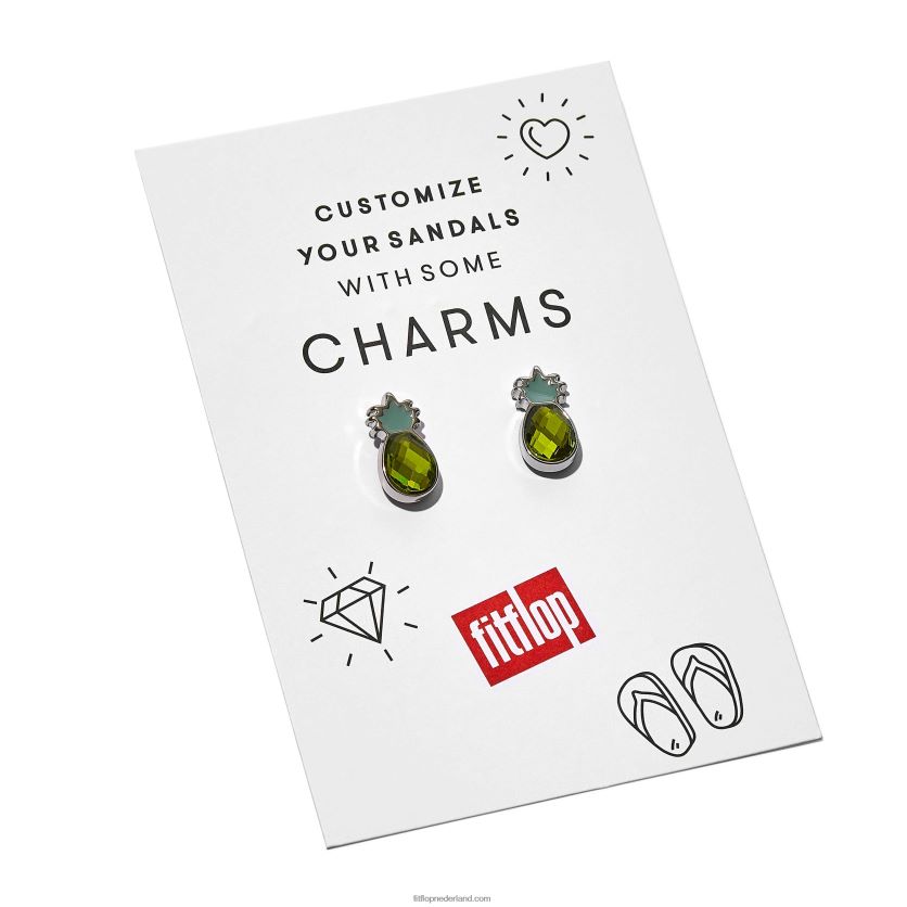 iqushion charms kristallen ananas charms 2-pack vrouwen Fitflop F4BXJ837 geel