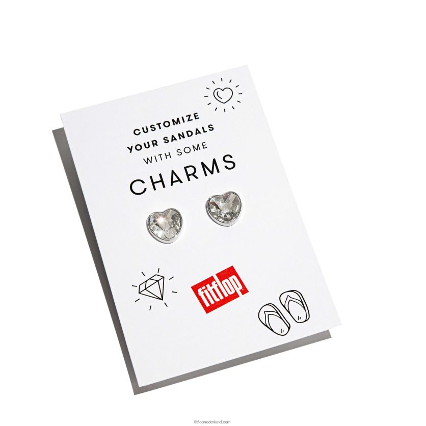 iqushion charms kristallen hartjes bedels 2-pack vrouwen Fitflop F4BXJ830 duidelijk