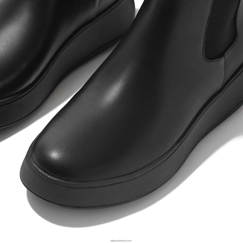 F-mode leren chelsea boots met plateauzolen vrouwen Fitflop F4BXJ8300 helemaal zwart