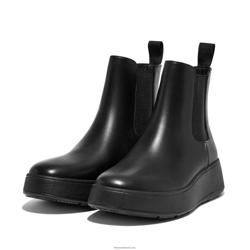 F-mode leren chelsea boots met plateauzolen vrouwen Fitflop F4BXJ8300 helemaal zwart