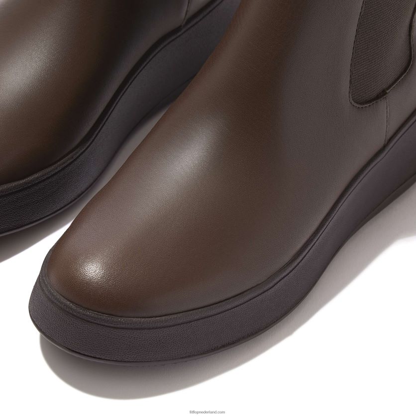 F-mode leren chelsea boots met plateauzolen vrouwen Fitflop F4BXJ8301 bruine mix