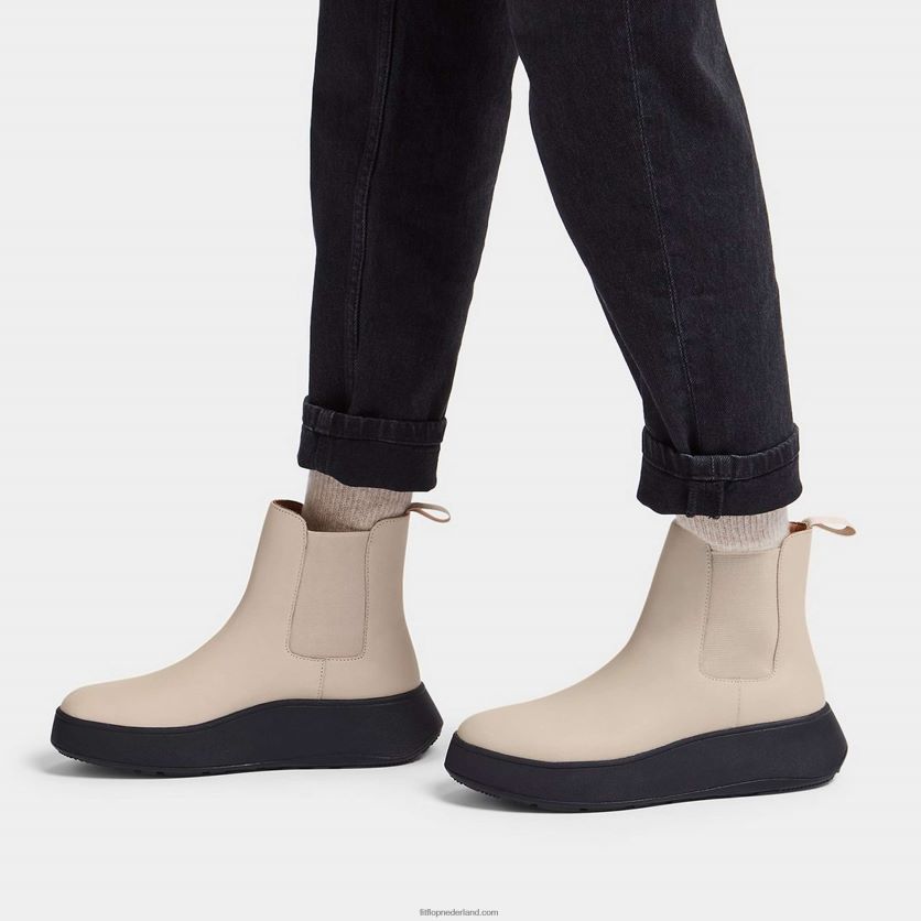 F-mode leren chelsea boots met plateauzolen vrouwen Fitflop F4BXJ8302 steenbeige