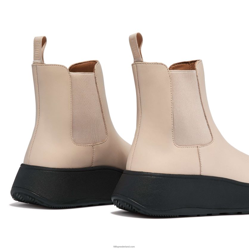 F-mode leren chelsea boots met plateauzolen vrouwen Fitflop F4BXJ8302 steenbeige