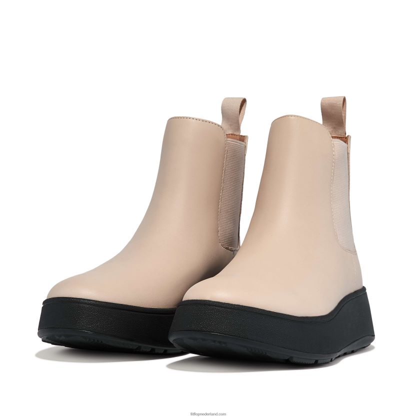F-mode leren chelsea boots met plateauzolen vrouwen Fitflop F4BXJ8302 steenbeige