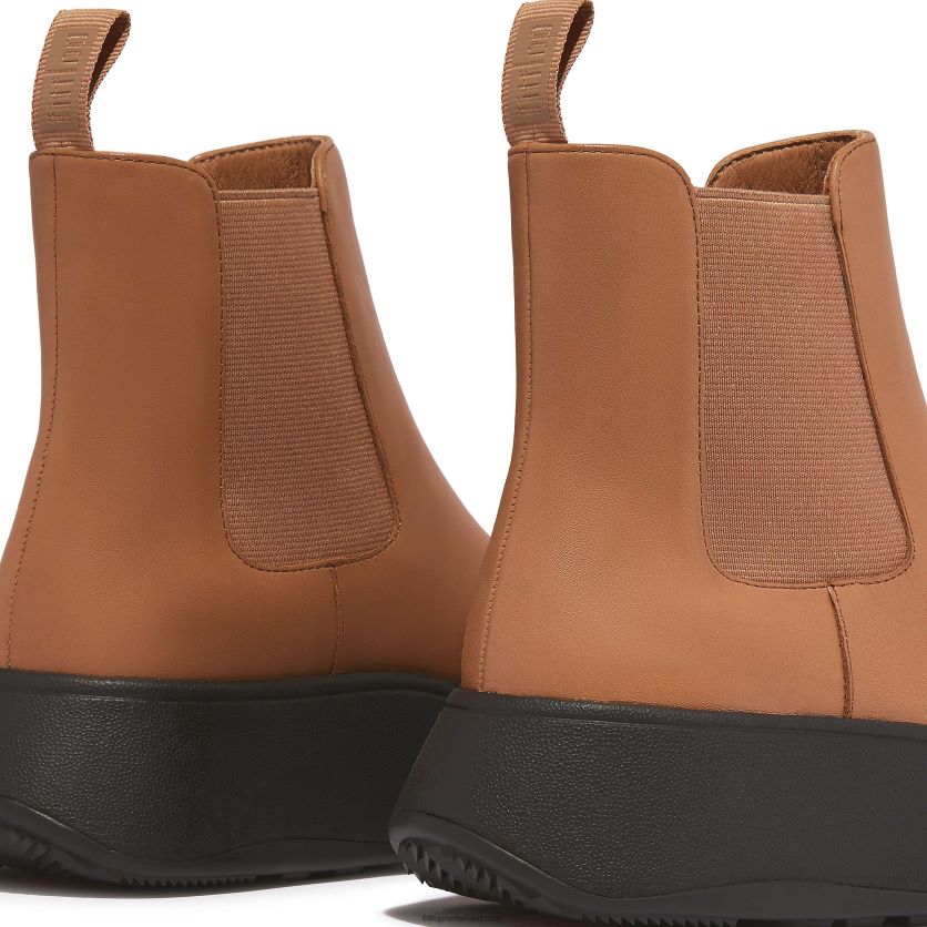 F-mode leren chelsea boots met plateauzolen vrouwen Fitflop F4BXJ8303 latte bruin