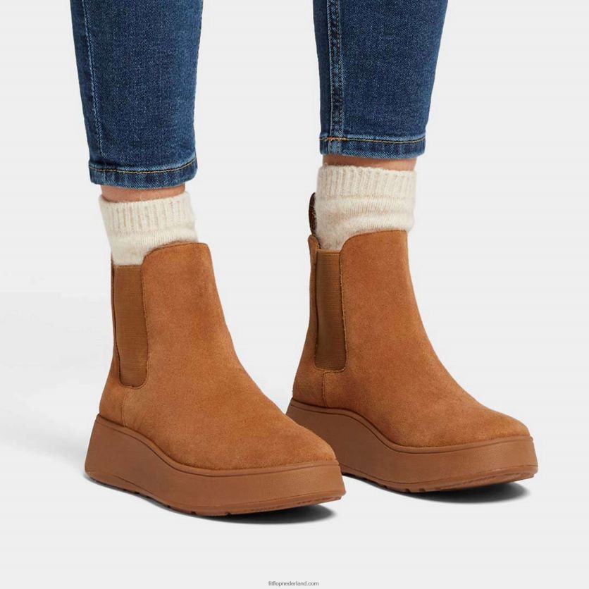 f-mode suède chelsea boots met plateauzolen vrouwen Fitflop F4BXJ8293 lichte tint