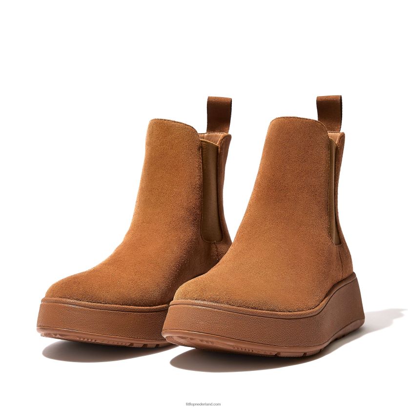 f-mode suède chelsea boots met plateauzolen vrouwen Fitflop F4BXJ8293 lichte tint