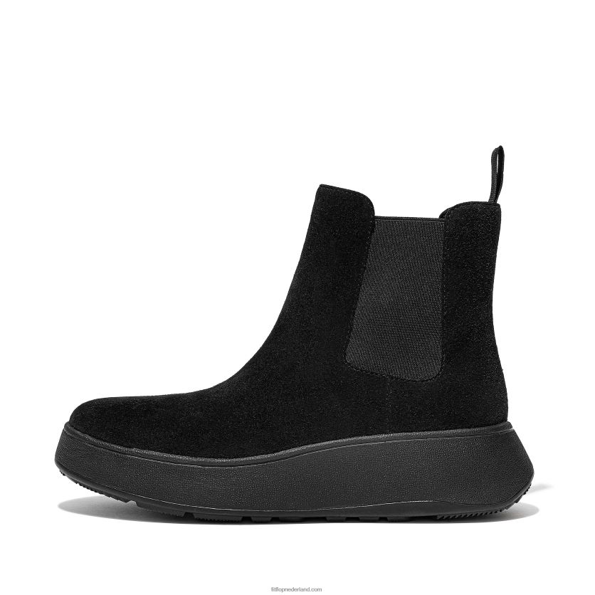 f-mode suède chelsea boots met plateauzolen vrouwen Fitflop F4BXJ8294 helemaal zwart
