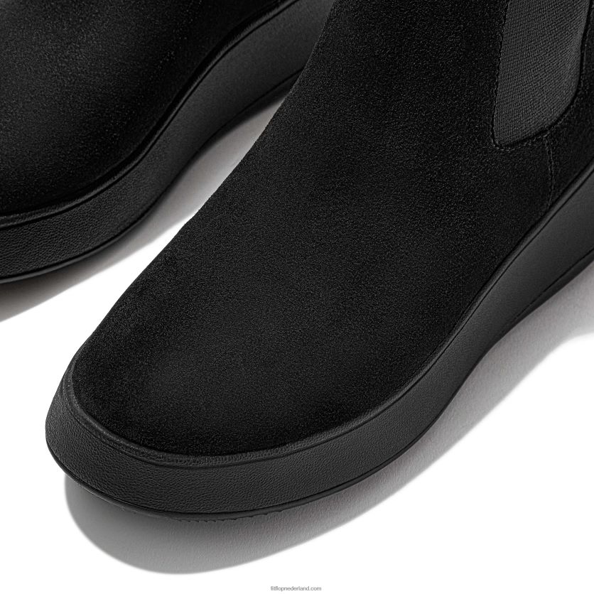 f-mode suède chelsea boots met plateauzolen vrouwen Fitflop F4BXJ8294 helemaal zwart