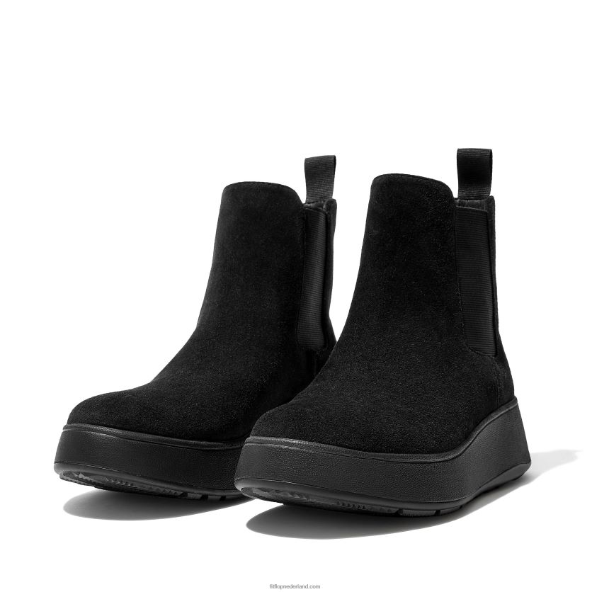 f-mode suède chelsea boots met plateauzolen vrouwen Fitflop F4BXJ8294 helemaal zwart