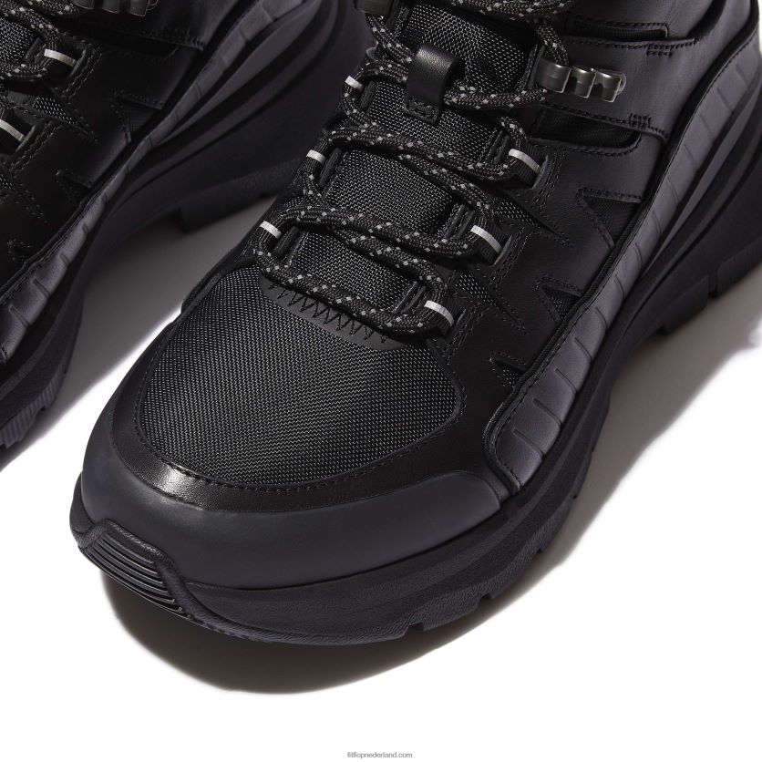 neo-d-hyker leermix wandelschoenen vrouwen Fitflop F4BXJ8299 helemaal zwart