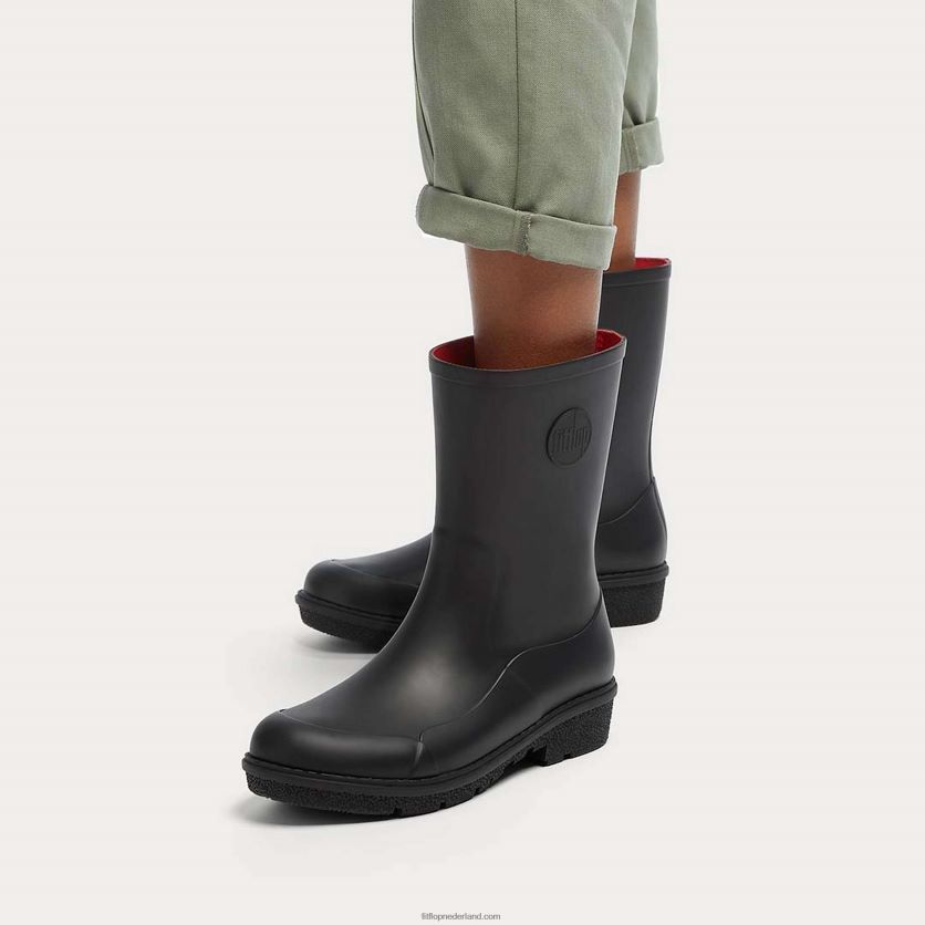 wonderwelly korte regenlaarzen vrouwen Fitflop F4BXJ8312 helemaal zwart