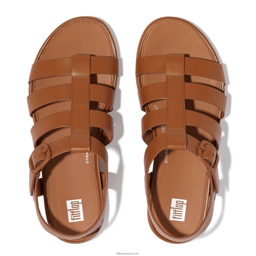 Gracie visserssandalen van mat leer met gesp vrouwen Fitflop F4BXJ844 lichte tint