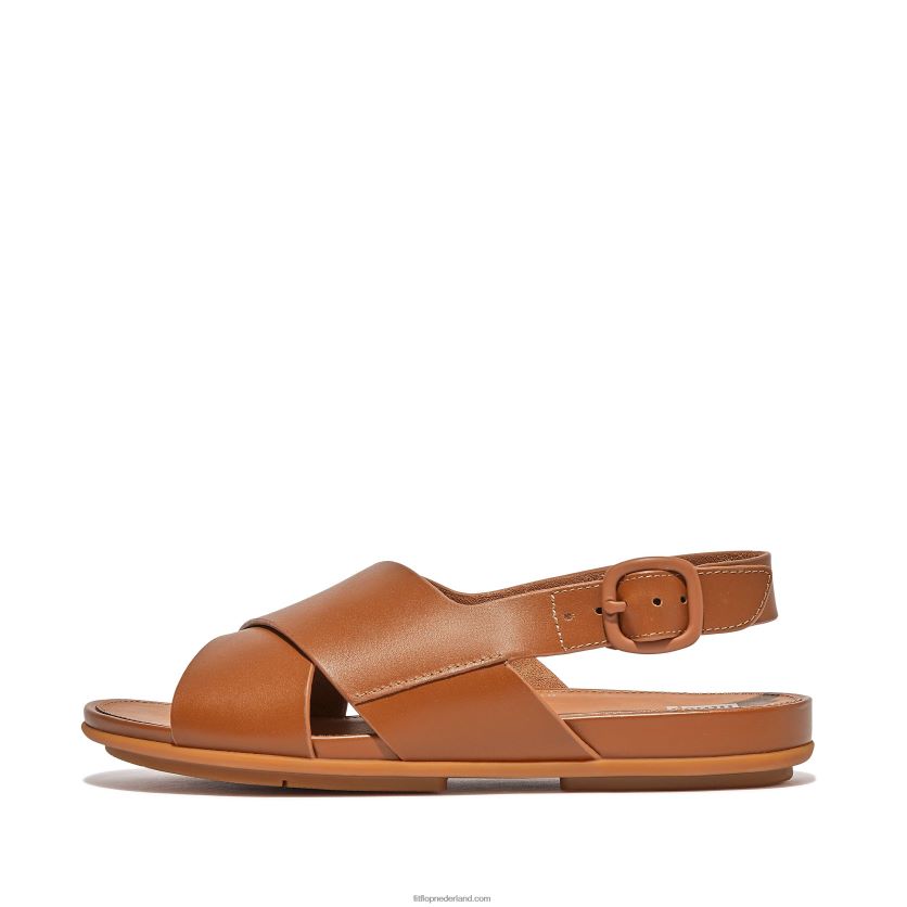 gracie leren gekruiste sandalen vrouwen Fitflop F4BXJ869 lichte tint