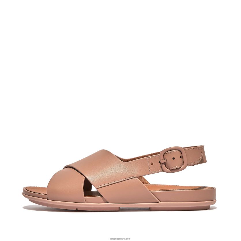 gracie leren gekruiste sandalen vrouwen Fitflop F4BXJ871 beige